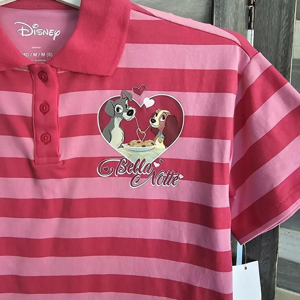 Lady & The Tramp Cropped Printed Polo Top | Disney | Medium (8)